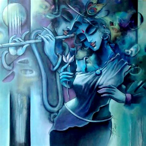 An Artistic Representation Of The Divine Love Story Featuring Radha