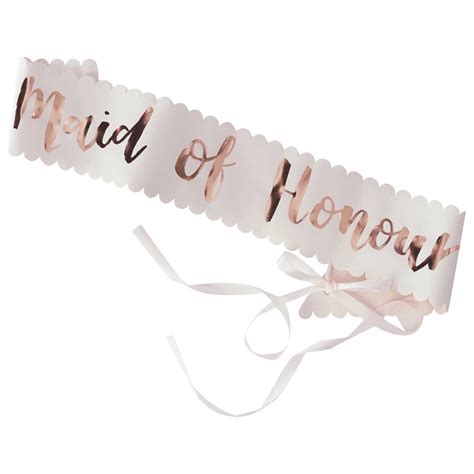 Pink And Rose Gold Foiled Maid Of Honour Sash Team Bridehen Night
