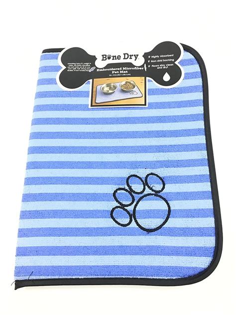 Bone Dry Embroidered Microfiber Pet Mat Bluelight Blue Dog Paw