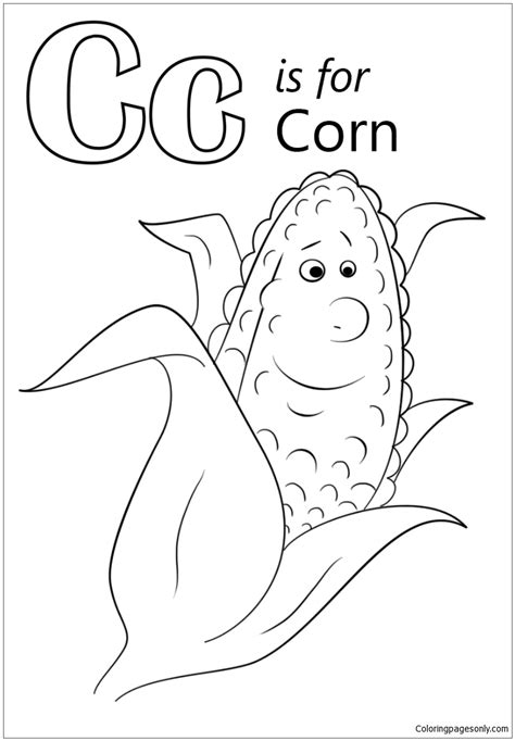 This section includes, letter c coloring pages for every age available free. Letter C is for Corn Coloring Pages - Alphabet Coloring ...