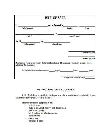 Free Bill Of Sale Forms And Samples In Pdf Ms Word Free Printable Blank Bill Of Sale Form