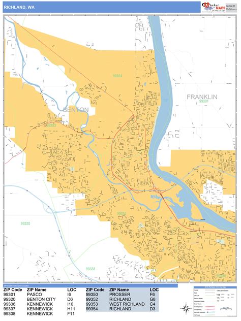 Richland Washington Wall Map (Basic Style) by MarketMAPS - MapSales