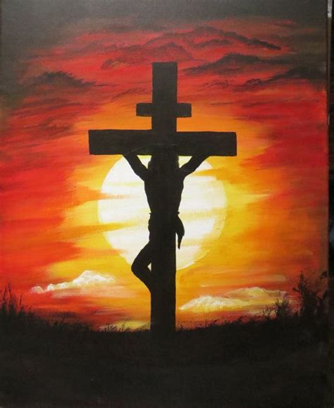 Jesus Christ On The Cross Painting 16 X 20 By Paintandknit316 Cross