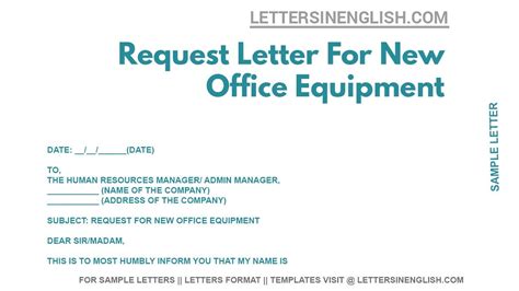 Request Letter For New Office Equipment Sample Request Letter For New