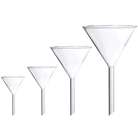 Young4us Glass Funnel Set 4 Pcs Lab Borosilicate Glass Funnels 100mm