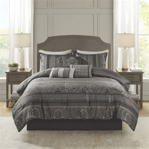 Gracie Mills Bellagio 7 Piece Jacquard Comforter Set Grey Cal King