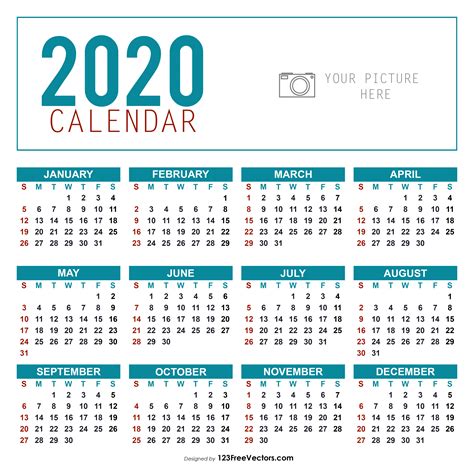 Free Yearly Calendar Template 2020