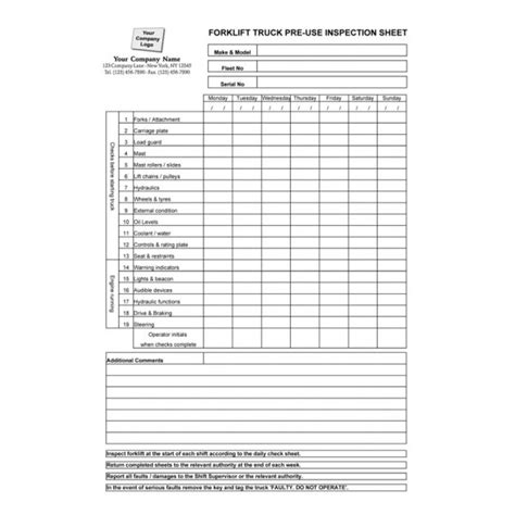 Printable Forklift Operator Evaluation Form Printable Word Searches