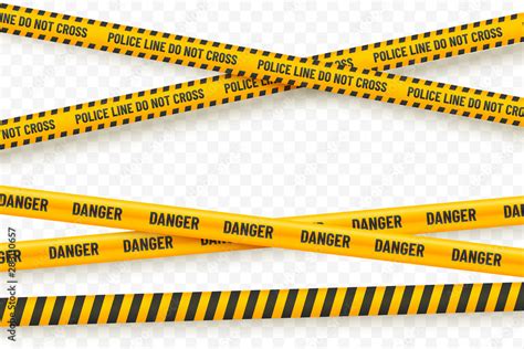 Yellow Police Tape Isolated On Transparent Background Crime Scene Tape