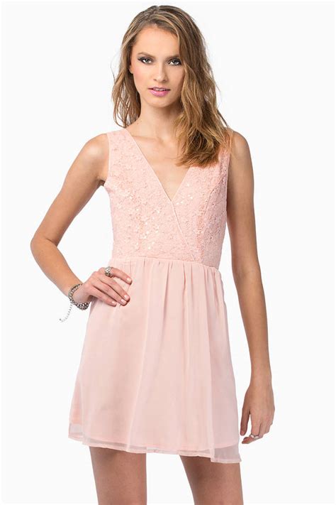 Cute Blush Skater Dress Pink Dress Deep V Dress Skater Dress