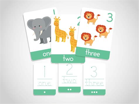 Number Flashcards For Toddlers 1 10 Animal Flashcards Etsy Australia