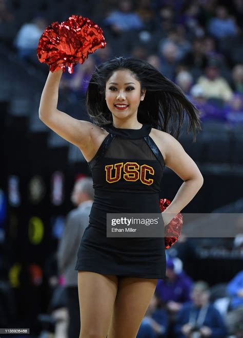 Trojans Cheerleader Performs During A Quarterfinal Game Of The Pac 12