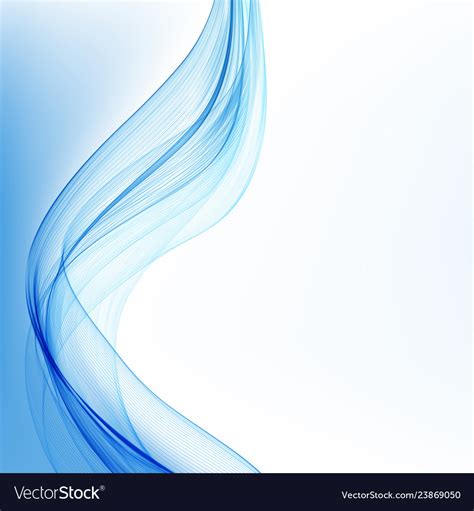 Smooth Wavy Blue Lines In The Form Of Abstract Vector Image