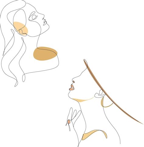 Premium Vector One Line Drawing Face Abstract Woman Portrait