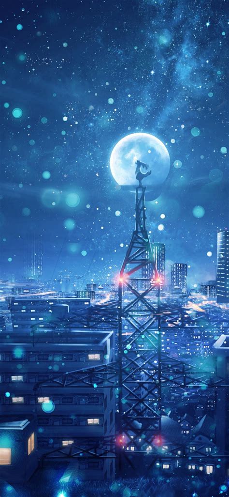 Dream 4k Wallpaper Blue Cityscape Snowfall Moon Cold