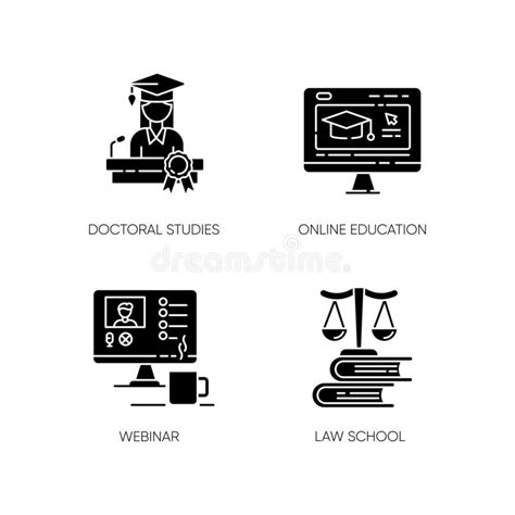 Modern Higher Education Black Glyph Icons Set On White Space Stock