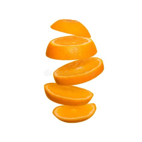 Creative Concept With Flying Orange Sliced Orange On White Levity