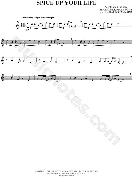the spice girls spice up your life sheet music clarinet solo in c major download and print