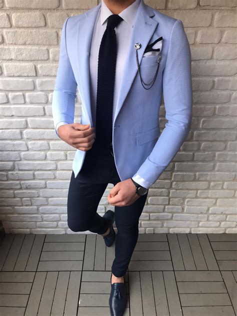 Fremont Sky Blue Slim Fit Cotton Blazer Bespoke Daily Blue Blazer