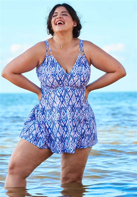 2 Piece Swimdress Plus Size Swim Dresses Woman Within