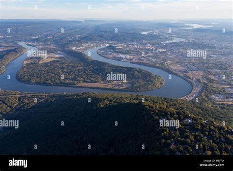 Aerial View Of The Tennessee River In Chattanooga Tennessee Usa Stock