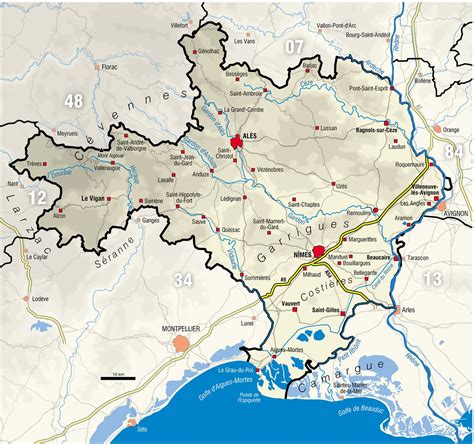 The highest point in the department is the mont aigoual. Carte du Gard - Gard carte des villes, communes, sites ...