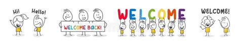 Stick Figure Holding Welcome Sign Stock Illustrations 34 Stick Figure