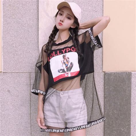 2018 Women Summer Tops Harajuku Ulzzang Bf Style T Shirts Perspective Hollow Out Short Sleeve T