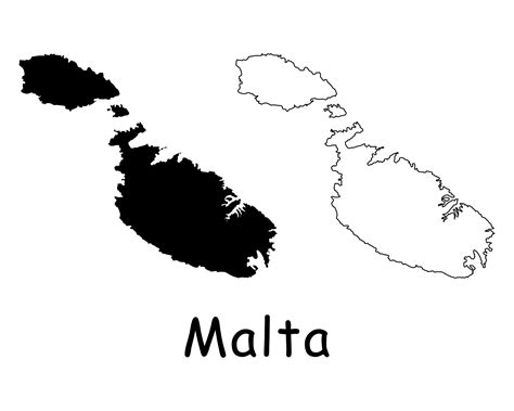 Map Of Malta Malta Map Black And White Detailed Solid Outline Line