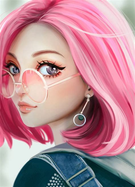 Pink。illustration Artist → Diem Nguyen Anime Art Girl Art Girl Cute Art
