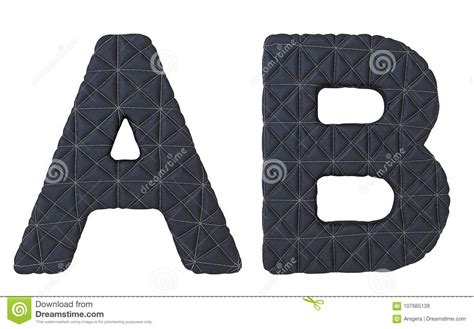 Luxury Black Stitched Leather Font A B Letters Stock Illustration