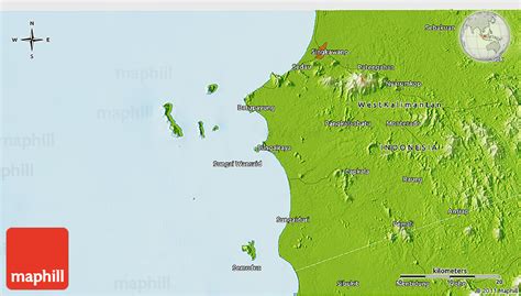 Physical 3d Map Of Singkawang