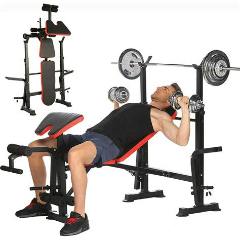 Adjustable Weight Bench With Barbell Rack Leg Extension Weight Benches
