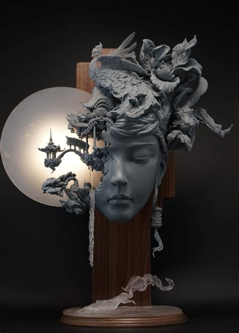 Dreamlike Landscapes Grow From Sculptural Portraits By Yuanxing Liang
