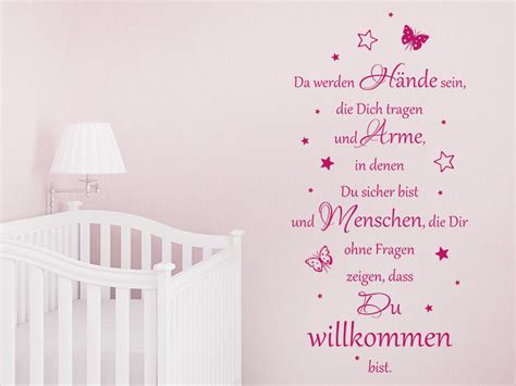 Nun denn da bin ich wieder mit neuen erlebnissen und emotionen. Wandtattoo Da werden Hände sein... Geburtsspruch bei ...