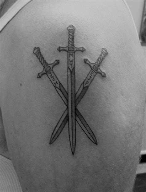 3 Swords Left Arm Tattoos Arm Band Tattoo Sleeve Tattoos Knife