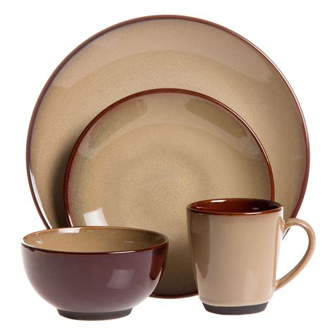 This Nova Brown 40 Piece Stoneware Dinnerware Set Has A Rustic Look And
