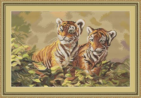 Luca S Counted Cross Stitch Kit Tiger Cubs B Lucas Etsy Counted