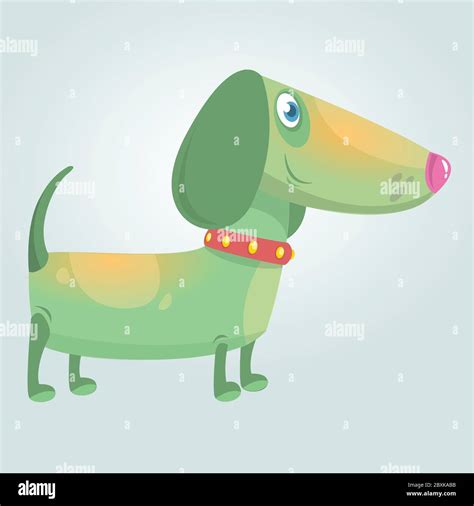 Cartoon Cute Purebred Dachshund Dog Mascot Vector Illustration