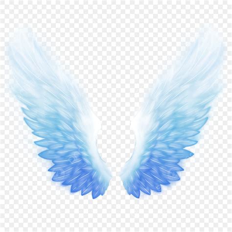 Realistic Angel Wings PNG Transparent Realistic Spread Angel Wings In Blue And White Glowing