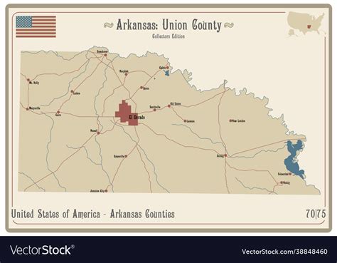 Map Union County In Arkansas Royalty Free Vector Image