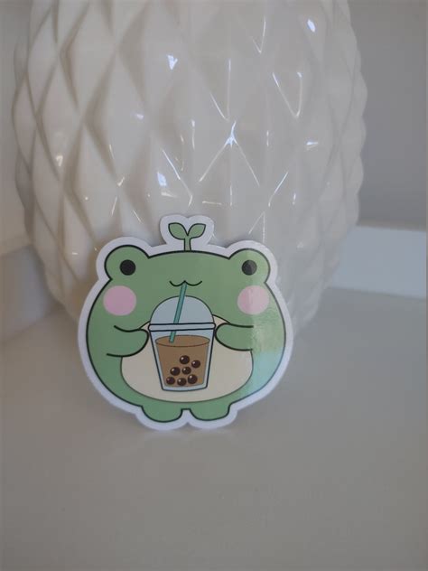 Boba Tea Sticker Frog Bubble Tea Kawaii Frog I Love Boba Etsy