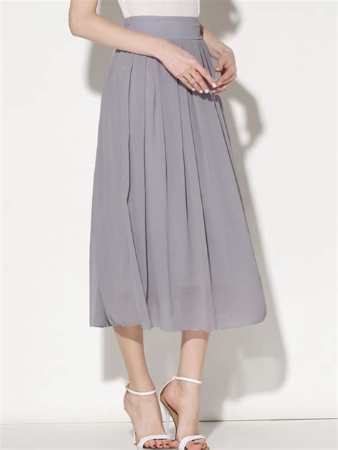 elastic waist chiffon pleated skirt shein sheinside
