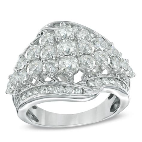 3 Ct Tw Diamond Cluster Ring In 10k White Gold Zales