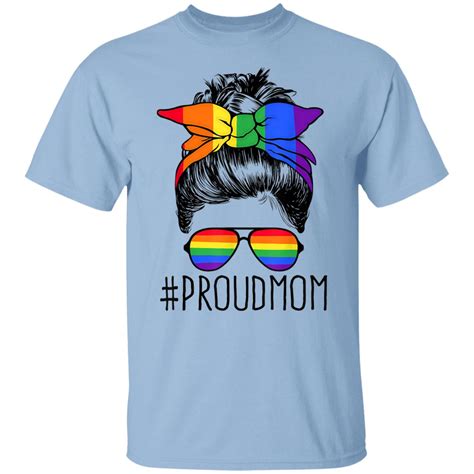 Womens Lgbt Rainbow Flag Lgbtq Ally Proud Mom Messy Hair Bun T Shirt My XXX Hot Girl