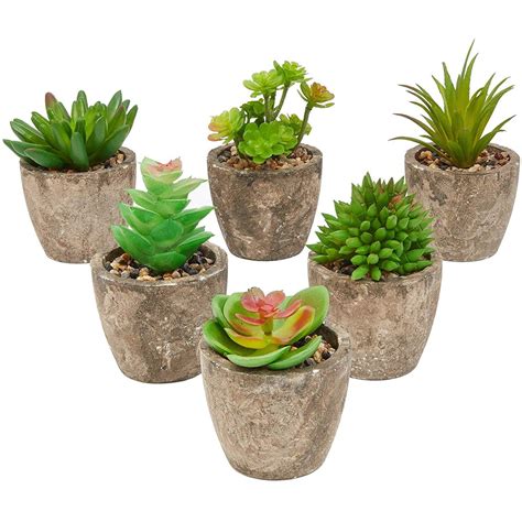 6 Pack Artificial Succulents 27 To 4 Inches Green And Red Cactus