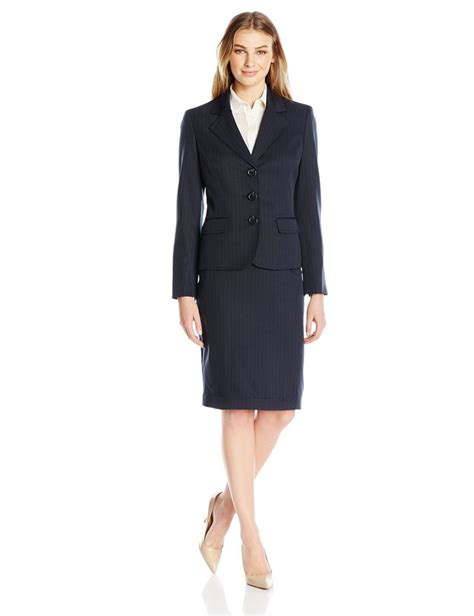 le suit womens three button skirt suit navy 10 click photo to evaluate even more information