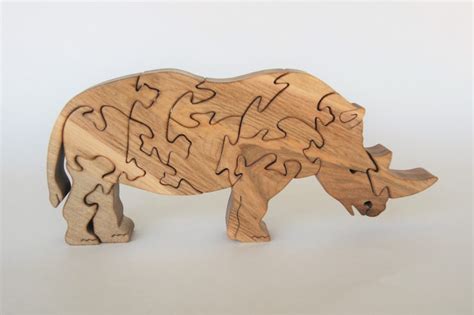 Rhinoceros Wooden Puzzle Scroll Saw Pattern Diy Woodworking Etsy