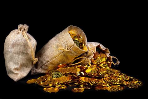 Stack Gold Coin In Treasure Sack Stock Photo Image Of Business Coin