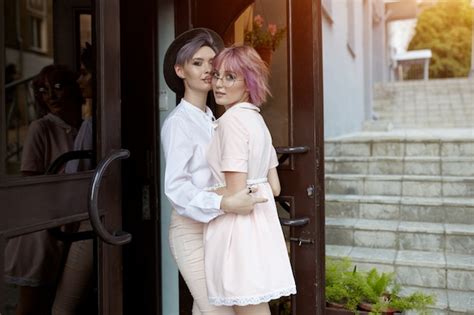 Premium Photo Beautiful Lesbian Couple Hugging